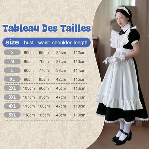 Hamanasu Robe de Maid Dress Cospaly Costume long pour femme française - Costume de soubrette - Ensemble pour Halloween, carnaval, cosplay, jupes, chemisier Dirndl, taille M – vue 5