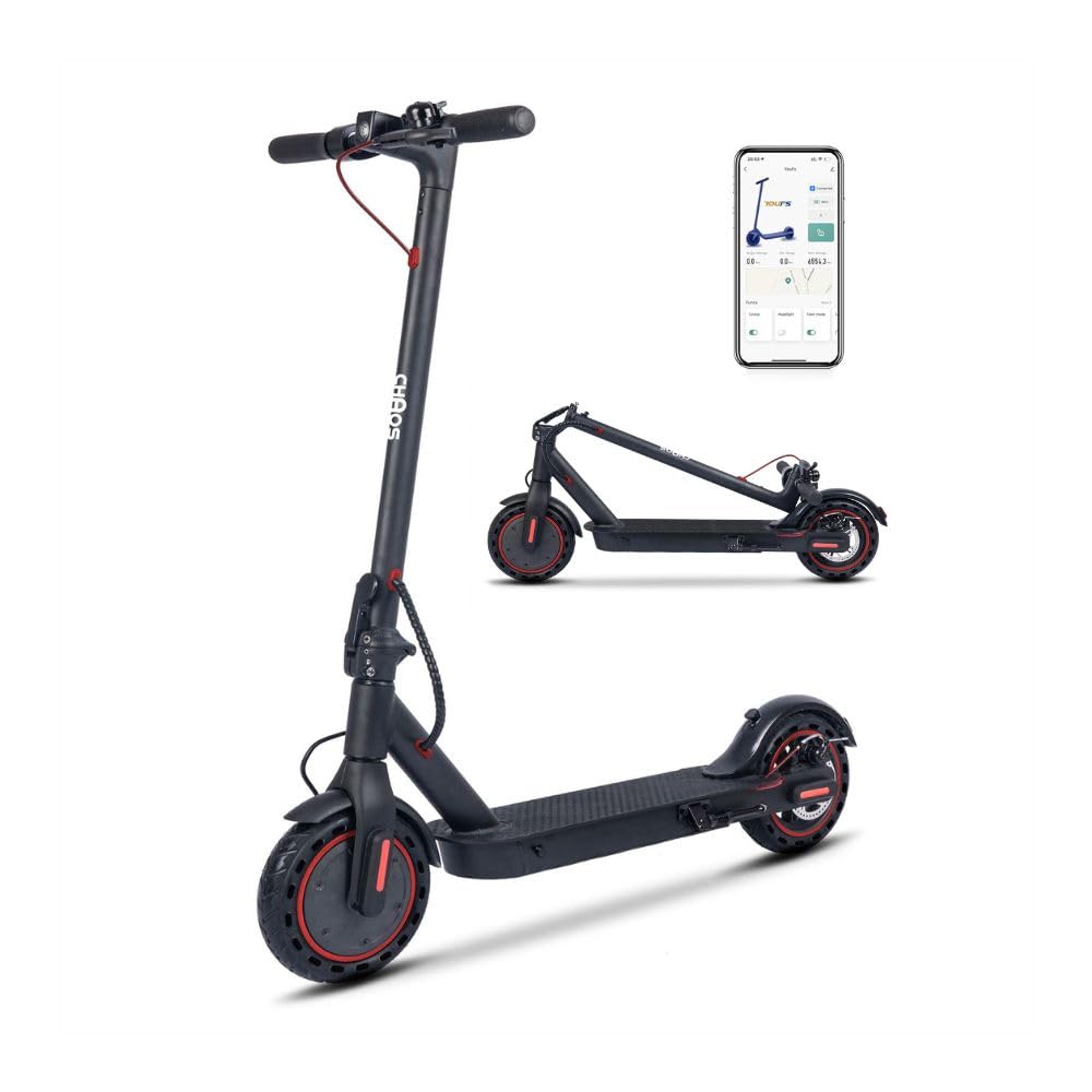 Chaos GT8 XR Xtra Range Electric Scooter – 350w Motor, 36V 10Ah Battery, 15.5mph Smart App-Enabled | 15.5 Mile Range, 8.5" Solid Tyres, Dual Brake System, Foldable E-Scooter – IP54 | Not Road Legal