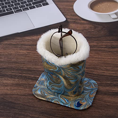 Image of 2 Pcs a Set, Plush Lined Eyeglasses Holder Stand Case Protective Glasses Case for Desks
