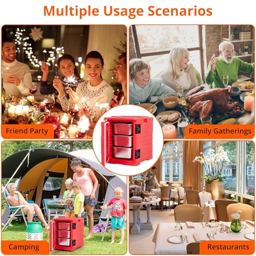 Calentador de alimentos para catering con asas laterales elásticas y hebillas, fácil transporte para reuniones familiares, cantinas, restaurantes