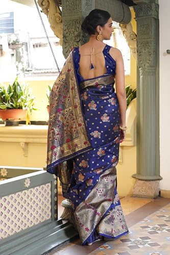 Image of Subham Women Saree Soft Silk Cotton Banarasi | Polished Professional Daily Wear Sari with Blouse fabric