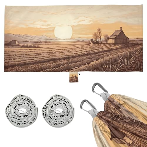 SDMKA Vintage Style Country Camping Hammock, 330 lbs with 2 Tree Straps, Carry Bag, Single Portable Hammock for Outdoor/Indoor, Hiking, Beach, Backpacking, Travel