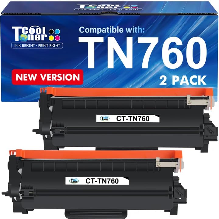 TN760 Toner for Brother Printer TN730: DCP-L2550DW Compatible for Brother TN 760 730 HL-L2395DW MFC-L2750DW TN-730/TN-760 TN-760 TN-730 MFC-L2710DW HL-L2350DW HL-L2370DW HL-L2390DW Black Cartridge