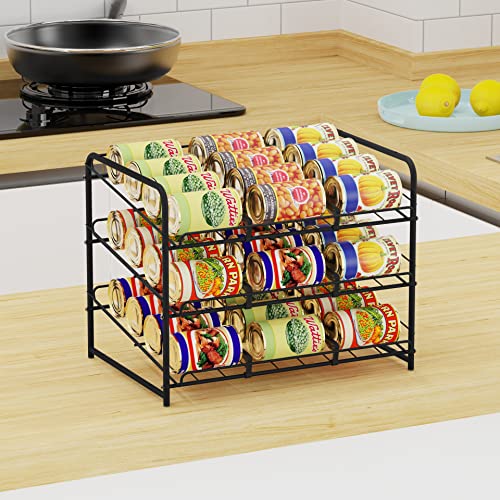 Simple Trending Can Rack Organizer, Stackable Can Storage Dispenser Holds Up To 36 Cans For Kitchen Cabinet Or Pantry, Black #TOP4