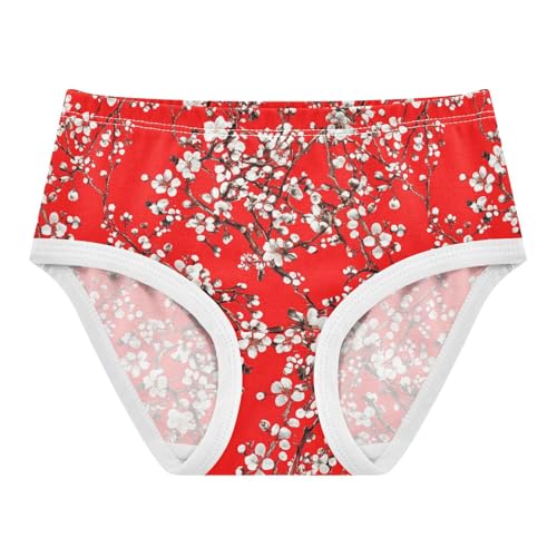 Joisal Cotton Girls Underwear Toddlers Blossom Branches Flowers Red Panties for Girl Stylish Underpants Briefs 2t