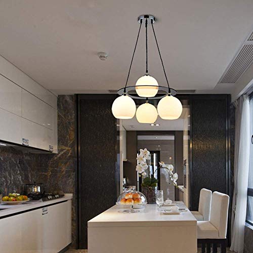Lumière moderne pour séjour sombre : lustre LED avec 4 globes en verre décoratifs