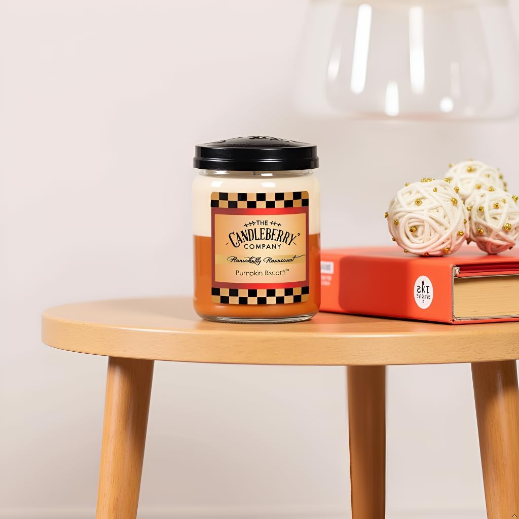 Candleberry Candles | Strong Fragrances for Home | Hand Poured in The USA | Highly Scented & Long Lasting | Large Jar | Autumn Scented Collection (Pumpkin Biscotti)