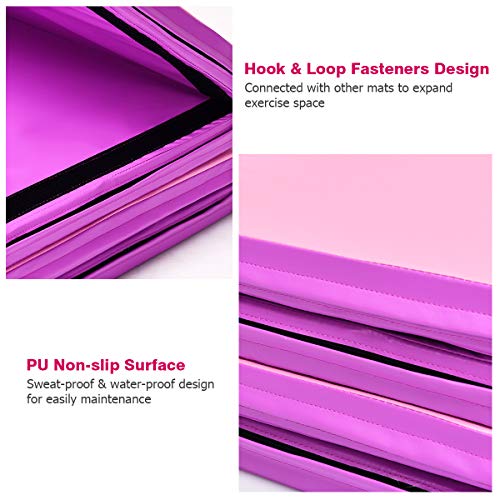 Giantex 4'X8'X2" Gymnastics Mat Thick Folding Panel Gym Fitness Exercise Mat Purple/Pink #TOP3