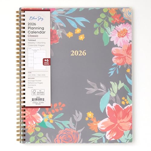 Blue Sky 2026 Weekly and Monthly Planner Calendar, January 2026