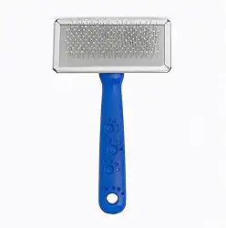Escova Rasqueadeira para Pets com Cerdas de Aço Inox Remove Nós e Pelos Soltos Ideal para Cães e Gatos (Azul)