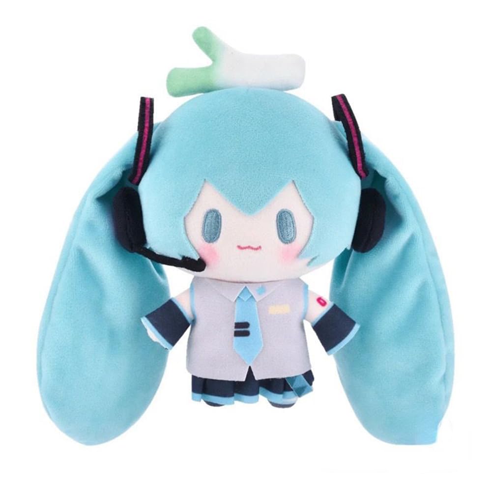 Xinchangda Miku Plush Figure Cute Green Onions on Top of Head Style Miku Stuffed Figure Pillow Anime PP Cotton Furry Cushion Sofa Decoration Gift 21CM