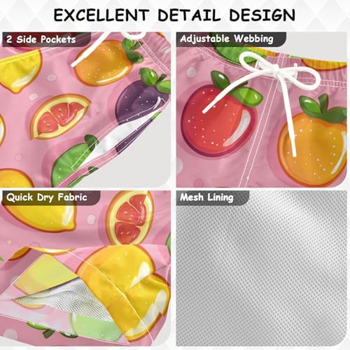 Pigsaly Boys' Swim Board Shorts Cute Peach Strawberry Pear Mango Gummy Jelly Candy Boy's Swim Trunks Kids Swimwear 5T3