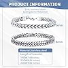 GoPaw 2Pcs Men's Stainless Steel Bracelet, Cuban Link Chain Bracelet, Hip Hop Jewelry Cuban Link Chain Bracelets, 19/21/23cm Stainless Steel Bracelets For Boys Men Dad (Silver-21cm) #2