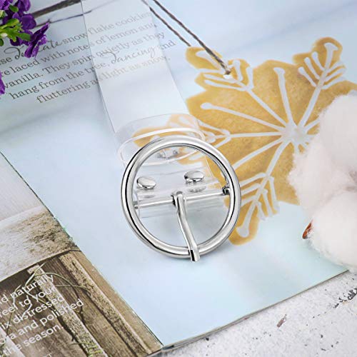 Women Belt Joker Resin Plastic Full Transparent Belt Round Shape Buckle Belt Jeans Accessories, 12