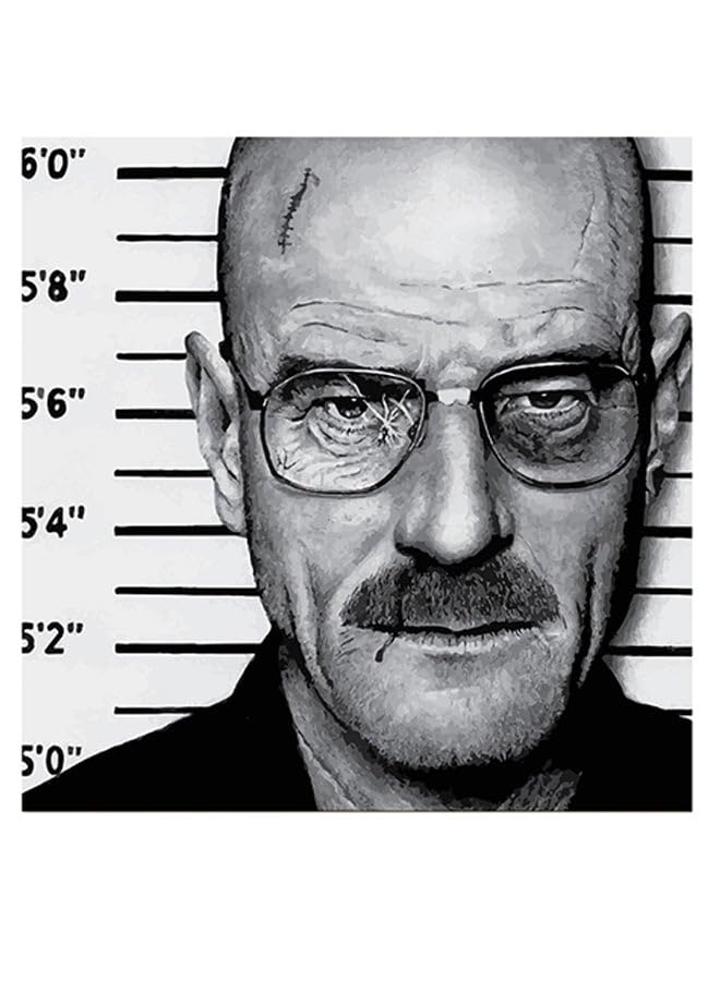 RYN Walter White Breaking Bad Series Themed Wall Art Black/Grey/White 30X30Cm