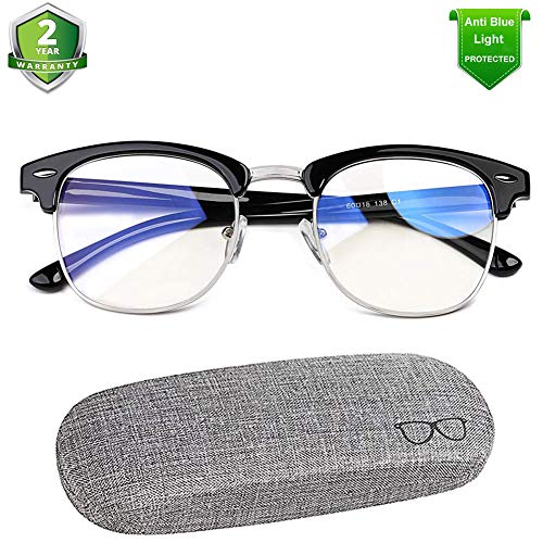 Gafas de Bloqueo de Luz Azul para Hombres Mujeres Juegos de Ordenador Gafas Antireflejos Protección UV Azul Filtro de Luz Gafas Ligeras con Estuche