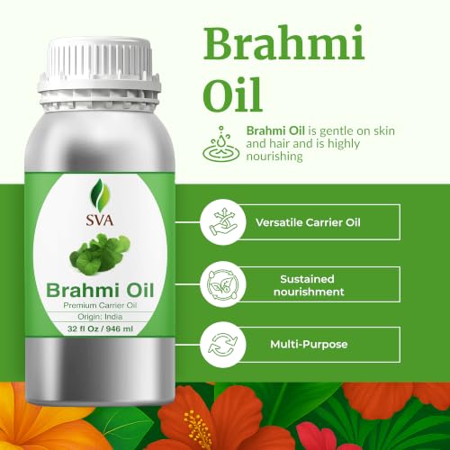 Image of SVA Brahmi Oil - 32 Fl Oz - for Face, Skin Care, Hair Care, Scalp Massage & Body Massage
