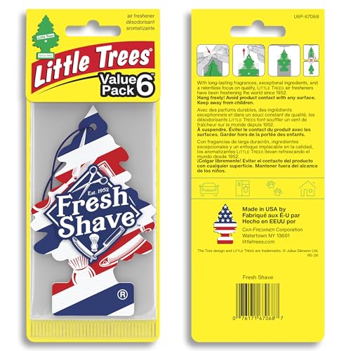 Image of LITTLE TREES Car Air Freshener | Hanging Tree Provides Long Lasting Scent for Auto and Home | 24 Air Fresheners |Fresh Shave