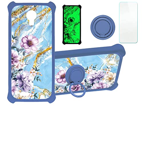 Lush Mint L1589k Case Compatible with Lush Mint L1589k Phone Case Cover [with Tempered Glass Screen Protector][Hard PC + Soft Silicone][Ring Support] [Gold Glitter+Luminous] JSL-SZH