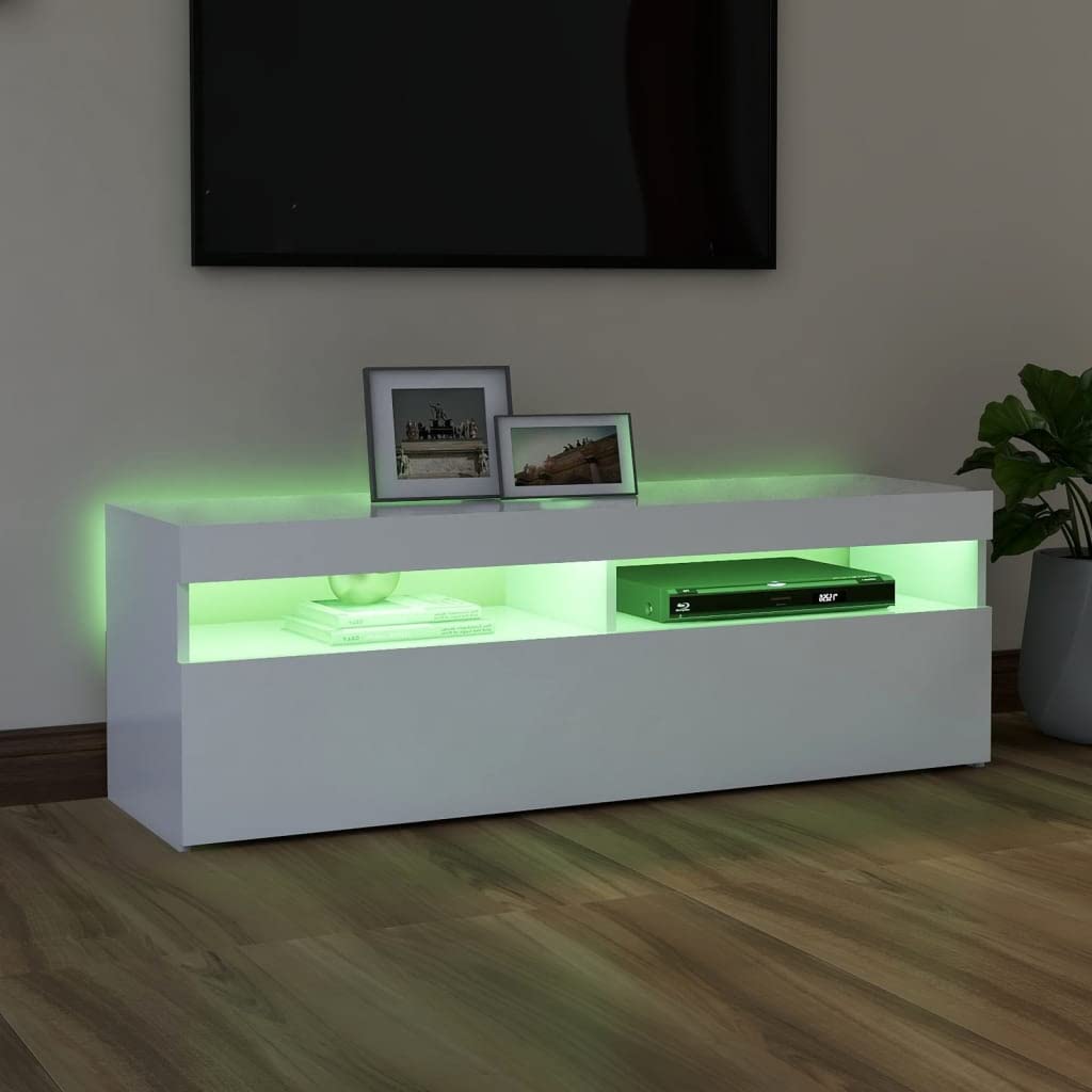 vidaXL - TV-Möbel - TV-Schrank mit LED-Leuchten Weiß 120x35x40 cm