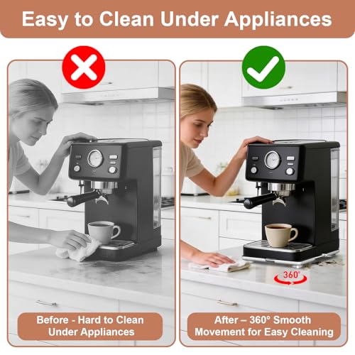 Image of Adjustable Appliance Slider Tray - Expandable 6 inch x 11 inch- 11 inch x 20 inch | Sliding Tray for Kitchen Appliances - 360 Countertop Rolling Tray with Locking Brakes for Coffee Makers Mixers