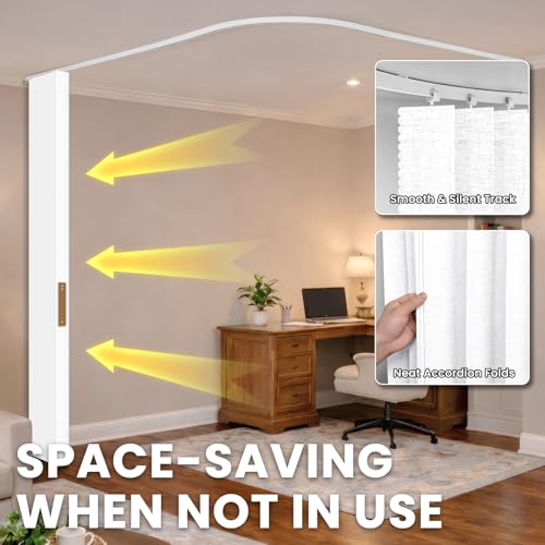 Image of 100% Blackout Room Divider Curtains Screen Partitions, Blackout Sound Reducing Divider Room Panel for Doorway Glass Window Sliding Door Patio(White, W180 x L84, 1 Pack)