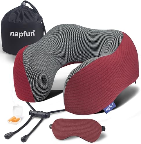napfun Neck Pillow for Traveling, Upgraded Travel Neck Pillow for...