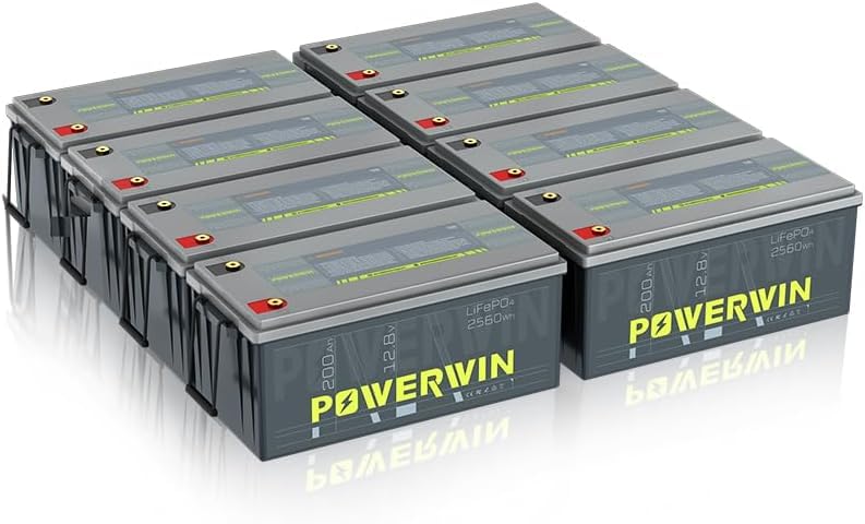 BT200 12V 200Ah LiFePO4 Deep Cycle Battery – 100A BMS ，15,000 Cycles ，Solar, RV, Off-Grid & Marine ，Trolling Motor & Home Energy Storage(8PCS)