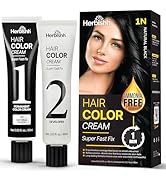 Herbishh Rapid Infusion Hair Color Cream – 1N Natural Black Hair Dye Permanent One Minute with Co...