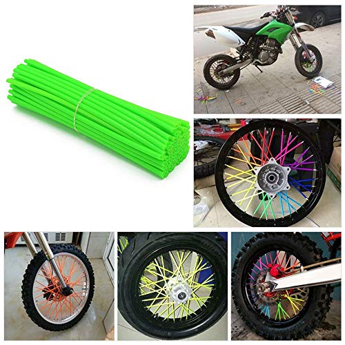 72Pcs Universal 8\"-21\" Rims Bicycle Dirt Bike Wheel Rim Spoke Skins Wraps Set Green