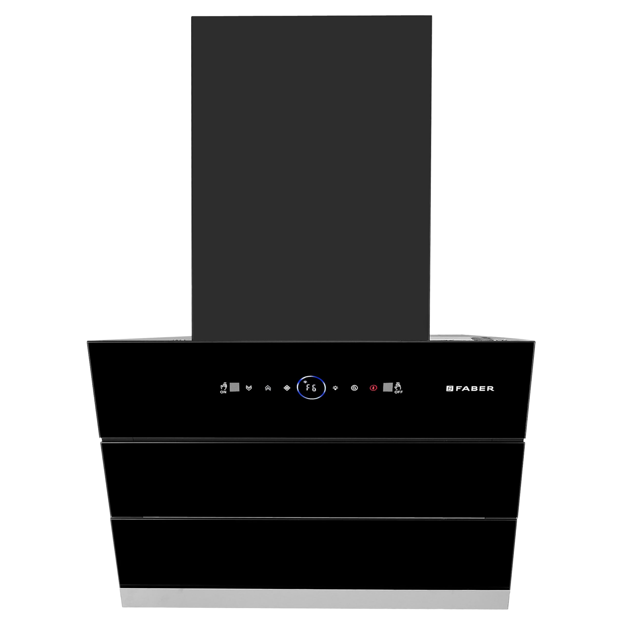 faber 60 cm 1500 m³/hr wall mounted kitchen chimney (hood comet bldc fl hc bk 60, filterless technology, touch & gesture with remote control, black)
