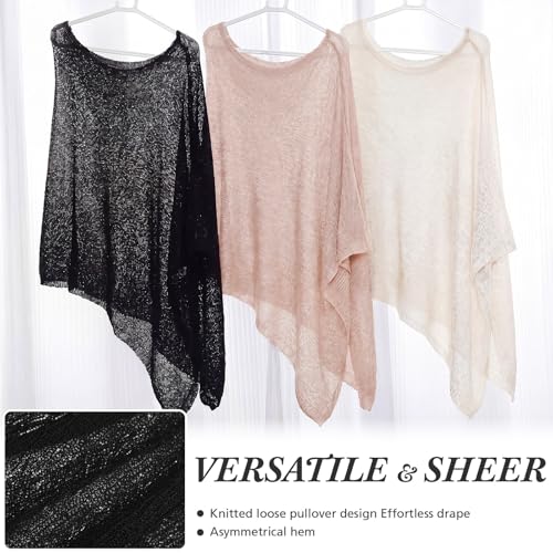 Image of Women Sheer Poncho Shrug Summer Sheer Blouse Top Lightweight Poncho Bolero for Evening Dress