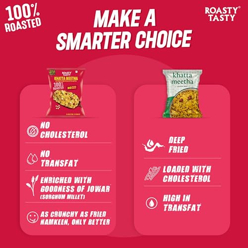 Roasty Tasty Khatta Meetha Roasted Millet Namkeen Snack 200gm | Oil-Free, Millet Snack For Kids | No Onion, No Garlic | Healthy Snacks