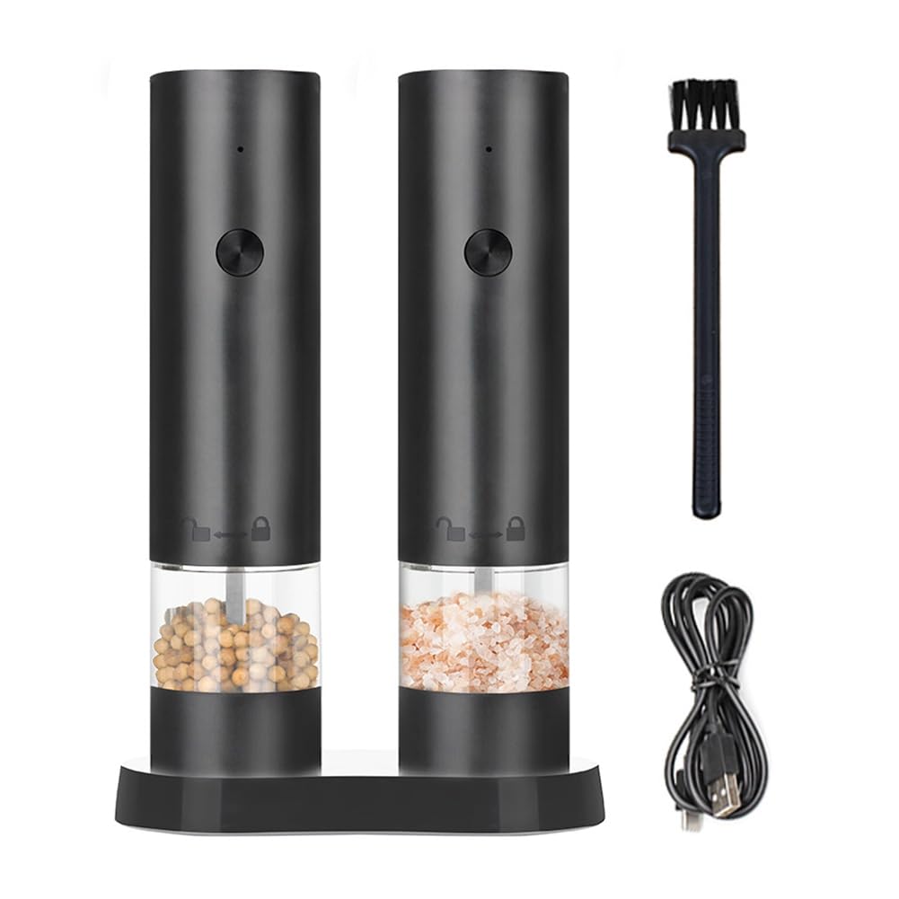 CTRLZS Electric Salt and Pepper Grinder Set Automatic Mill Adjustable Coarseness Rechargeable Adjustable Coarseness for Kitchen and BBQ Salt and Pepper Shakers
