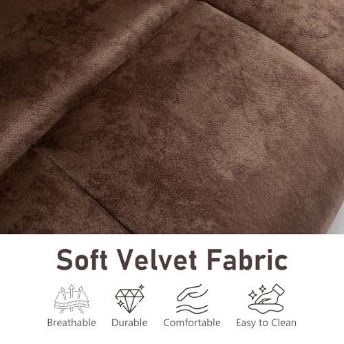 Sillón eléctrico reclinable marrón de terciopelo miniatura 6