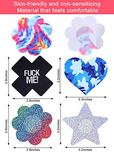 Willbond Multi Design Pasties Nipple Covers Breast Covers Disposable Bra Satin Petal Stickers Adhesive Breast Pasties (50 Pairs) #TOP3