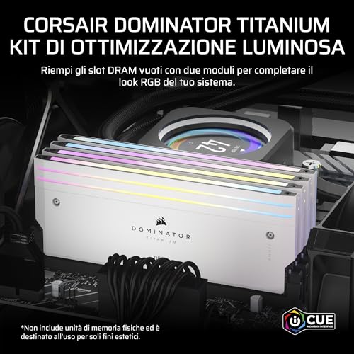 CORSAIR DOMINATOR TITANIUM DDR5 RGB Kit di Potenziamento Della Luce – 2x Moduli – 0 GB RAM – CORSAIR Compatibile con iCUE – Bianco - RAM - Immagine 1