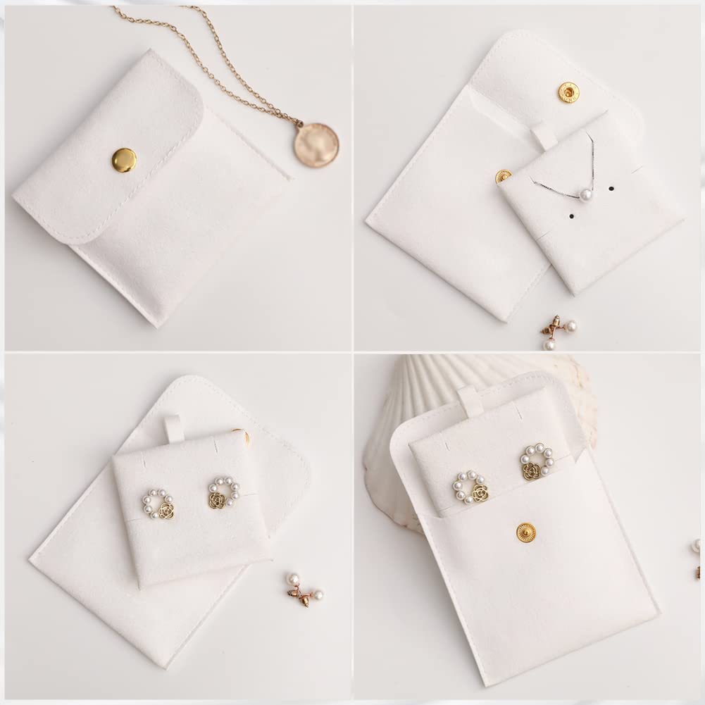 WAYUTO 5 Pack Snap Button Jewelry Pouches Jewelry Storage Bag Jewelry Pouch with Insert Jewelry Gift Bag Jewelry Travel Organizer for Women Girls Pink