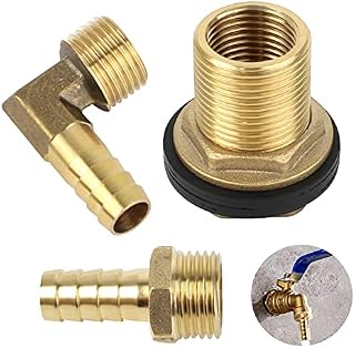 Fumanduo 3 PCS Brass Hose Fitting, Elbow Garden Water Tube Connector Adapter Brass Pipe Connector Fitting Threaded Connector Hose Socket with with Silicone Gaskets for Water Tanks