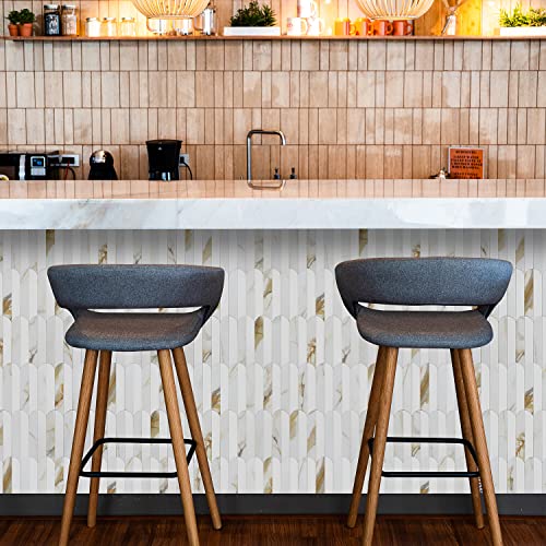 Vamos Tile Peel And Stick Backsplash Seamless Tile,10 Sheets Stick On Backsplash For Kitchen And Bathroom, 12'' X 12''Calacatta Gold Marble Look Pvc Self Adhesive Mosaic Wall Tiles (Matted) #TOP3