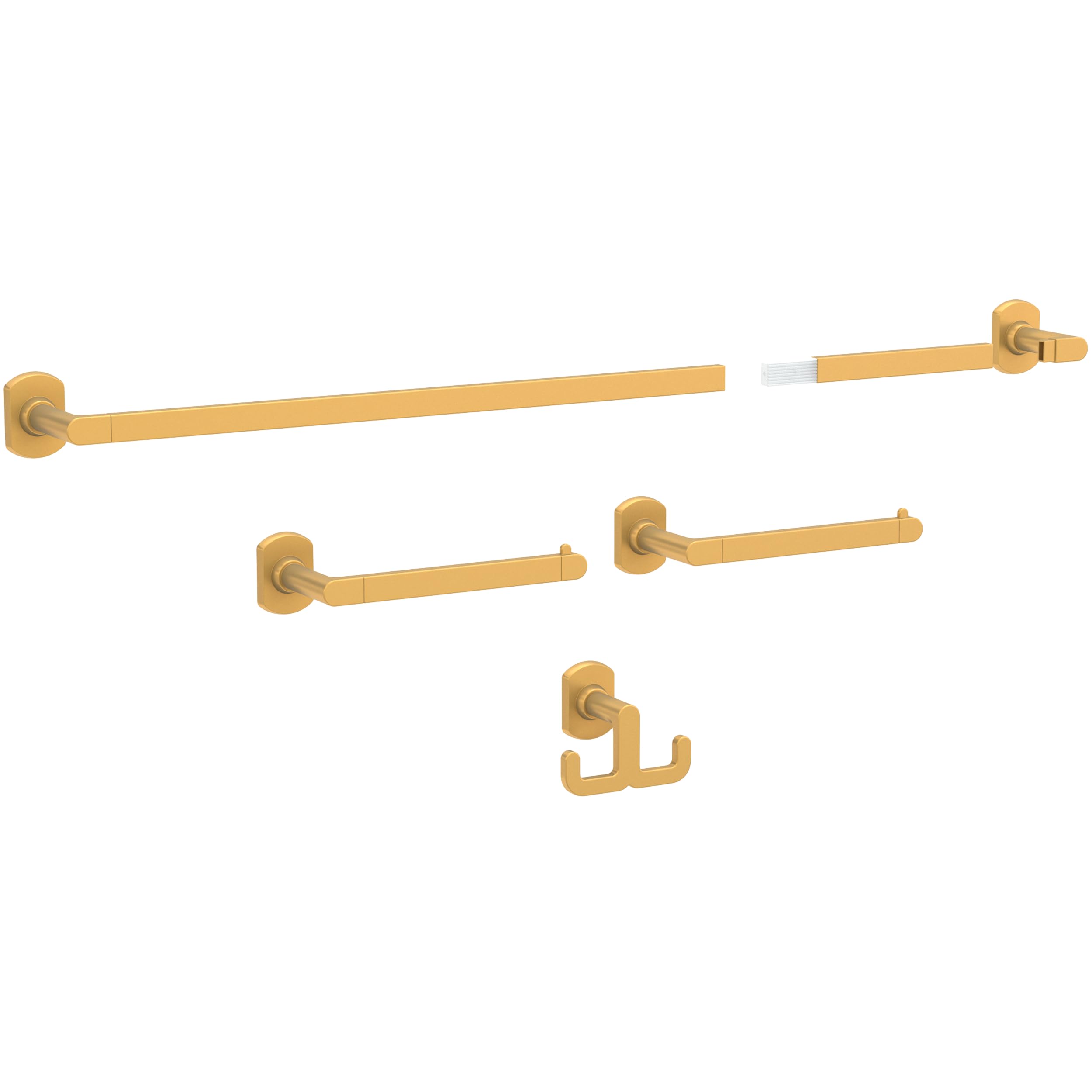Franklin Brass GRNV64-SG Granville - Juego de Accesorios de baño de 45,7 cm, Barra de Toalla con Extensor, Soporte para Papel higiénico, Soporte para Toallas, Gancho para Toallas en Oro Satinado