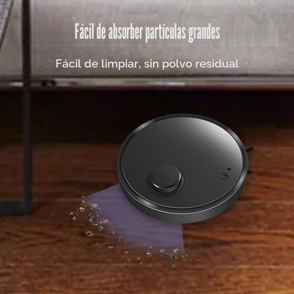 Limpiador de suelo inteligente 3 en 1, multifunción y recargable, robot aspirador seco y húmedo, aspirador potente para el hogar y la oficina (negro)