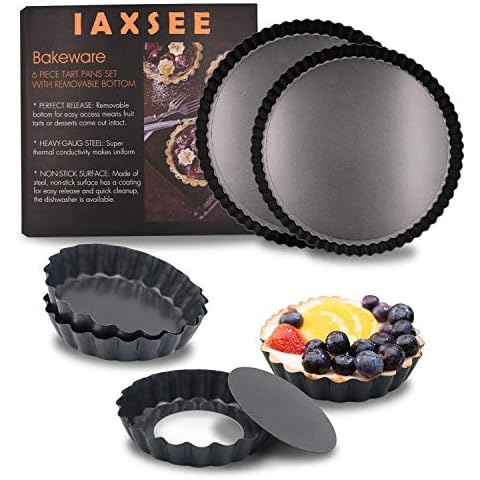 10 Inch,9.5 inch and 4 Inch 4 Pack Round Tart Pan with Removable Bottom Quiche Pan Non-Stick Baking Dish Pan Carbon Steel Pie Tart for Kitchen Cooking Baking Cover