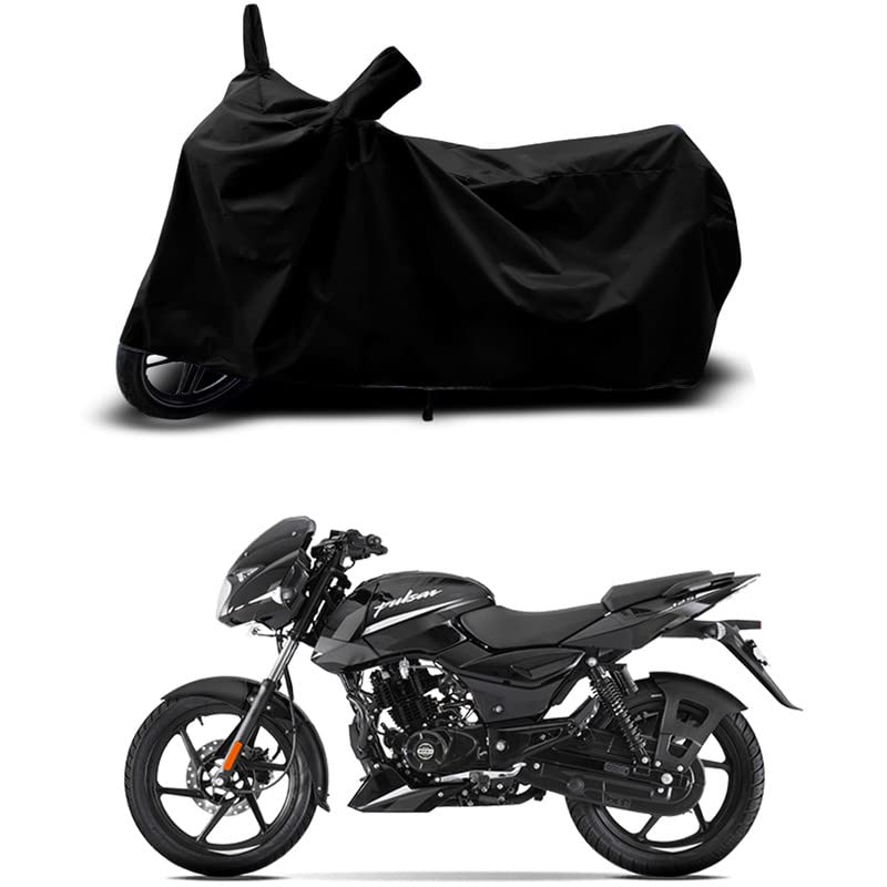 Image of 100% Scratchproof /UV-Rays /Heat Protection /Birds Dropping /Water Resistant /Dust Proof /Waterproof /Bike Scooty Two Wheeler Body Cover Compatible for Pulsar 125 Split-Disc All Varient[Black]