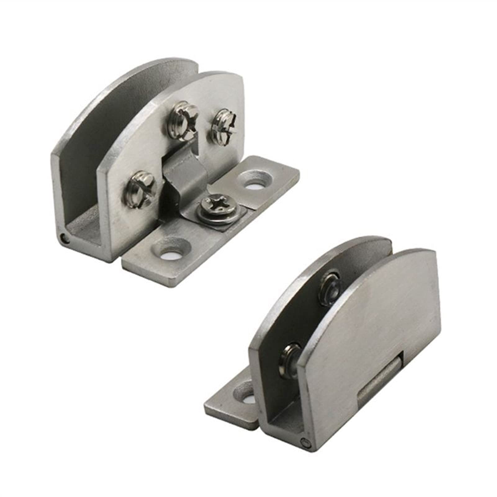 2 Pieces of Drill-Free Heavy Fixture, Zinc Alloy Hinge Wine Cabinet Glass Door Hardware Accessory Hinge(Srebrny,Small)