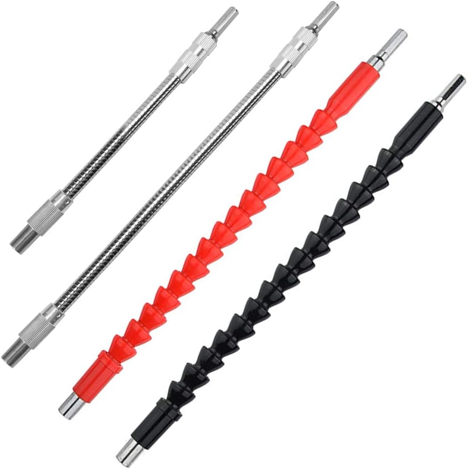 4 Pcs Flexible Drill Bit Extension, FineGood Soft Drill Connection Adaptor Screwdriver Extension Shaft for Power Drill