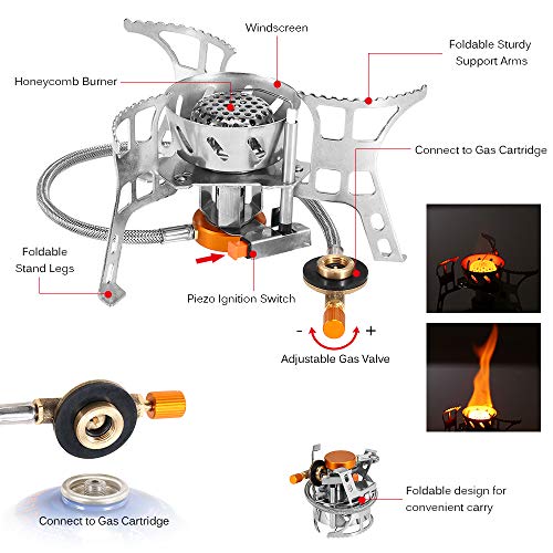 Fogão Externo, Romacci Fogão a gás portátil à prova de vento para acampamento Fogão de cozinha ao ar