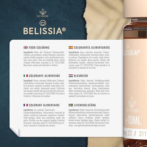 Belissia Lebensmittelfarbe Rosa - 10ml flüssig & hochkonzentriert - Lebensmittelechte Speisefarbe zum Backen, Kochen, Fondant & DIY - vegan, stark färbend, geschmacksneutral