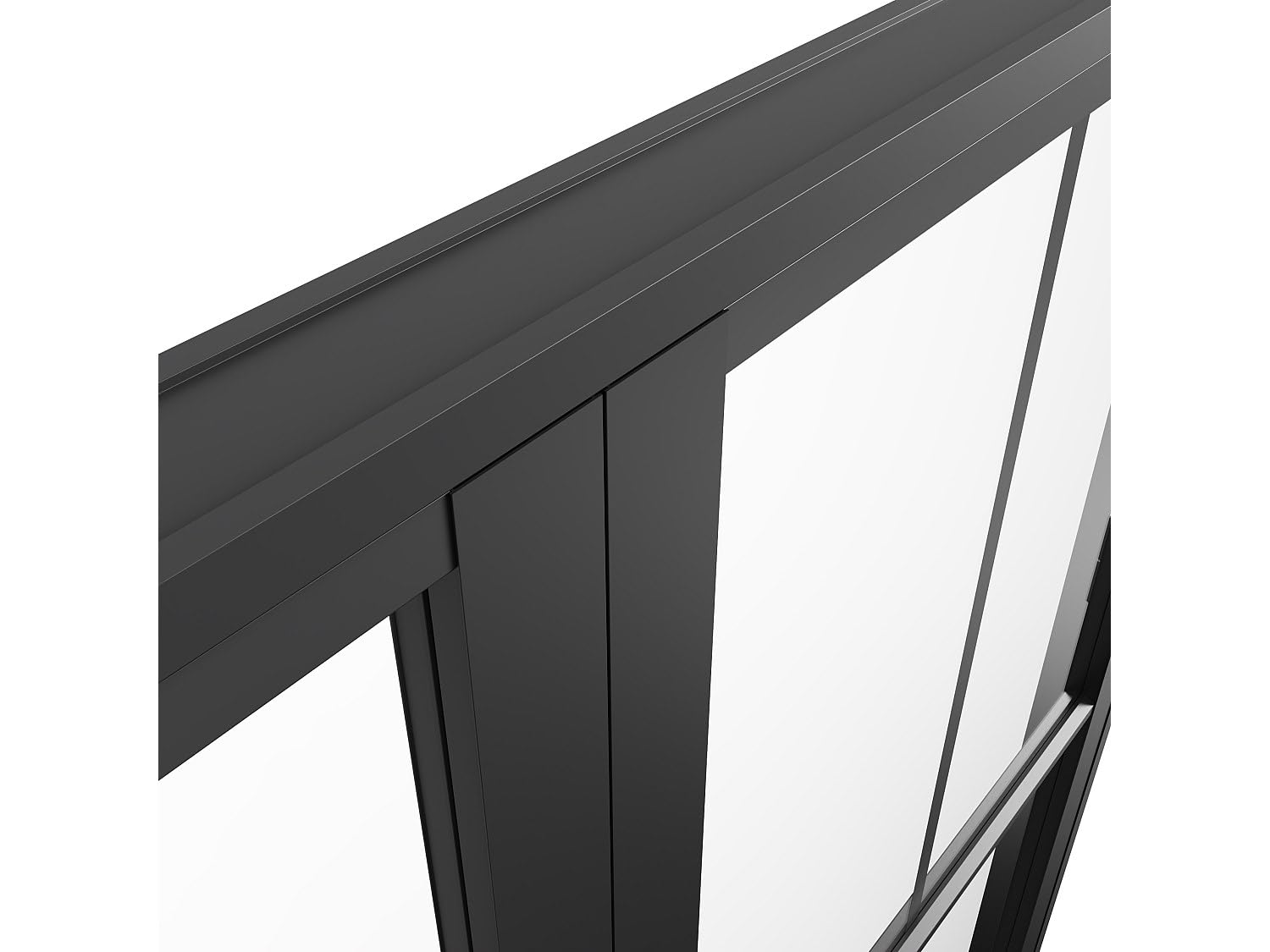 Vente-unique-Puerta de doble hoja en aluminio y vidrio esmerilado - 2 x Alt. 204 x L83 cm - Negro - SEROTO