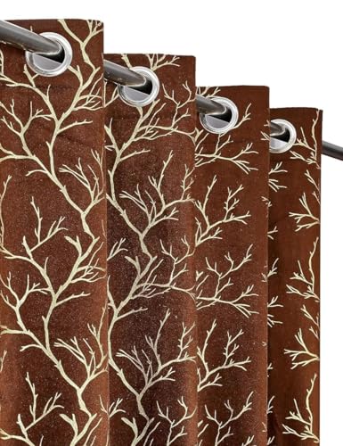 FRESH FROM LOOM Heavy Velvet Premium Luxury Room Darkening Curtain 10 Feet Long Doors | Elegant Floral | Light Blocking | Fade & Shrink Resistant Parda (10feet, Grey, 2pc)